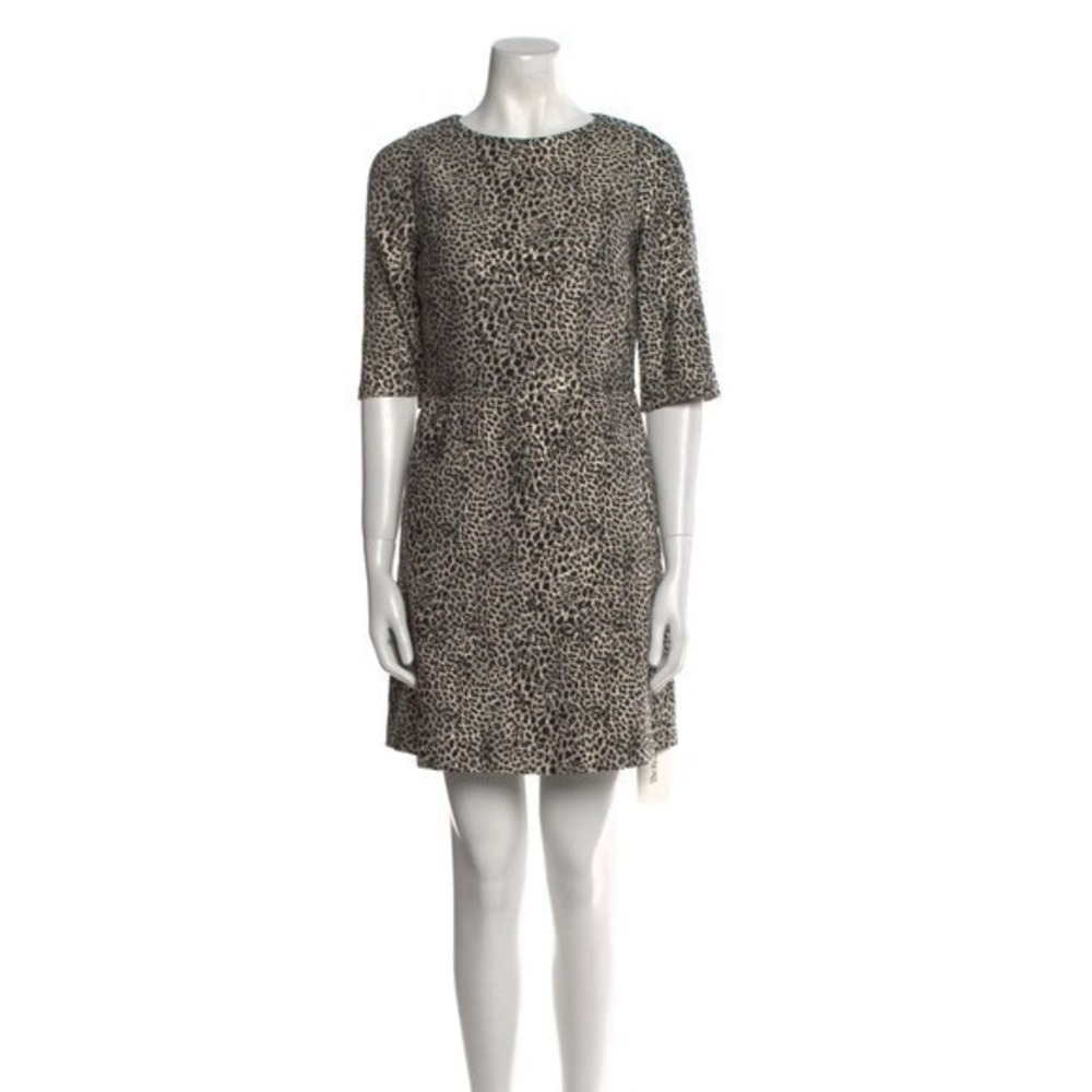Alice Olivia Animal Print Mini Dress Gold Glitter Accents Three Quarter Sleeve M